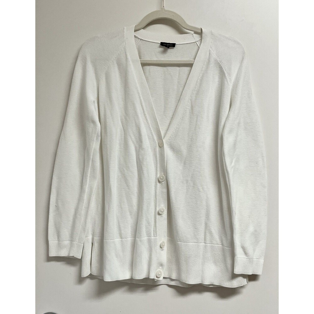 Talbots Women's Medium Creamy White Cardigan Sweater Button Up Long Sleeve